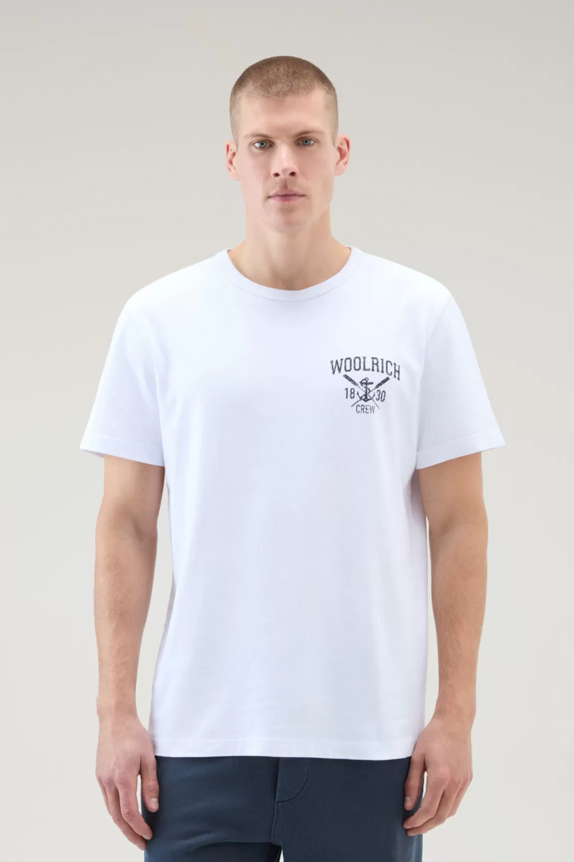 Uomo Woolrich T-shirt>T-shirt In Puro Cotone Con Stampa Nautica