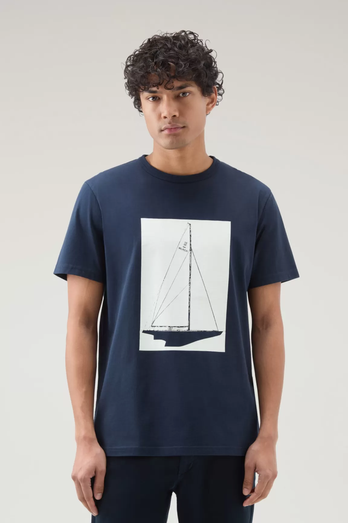 Uomo Woolrich T-shirt>T-shirt In Puro Cotone Con Stampa Nautica