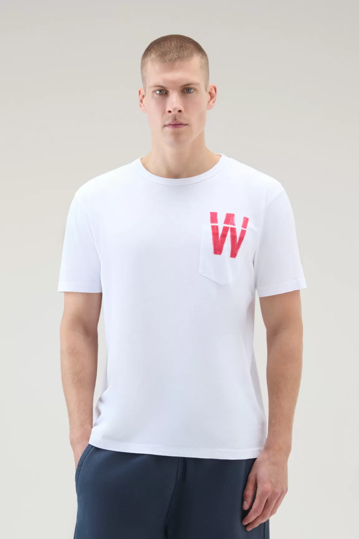 Uomo Woolrich T-shirt>T-shirt In Puro Cotone Con Taschino