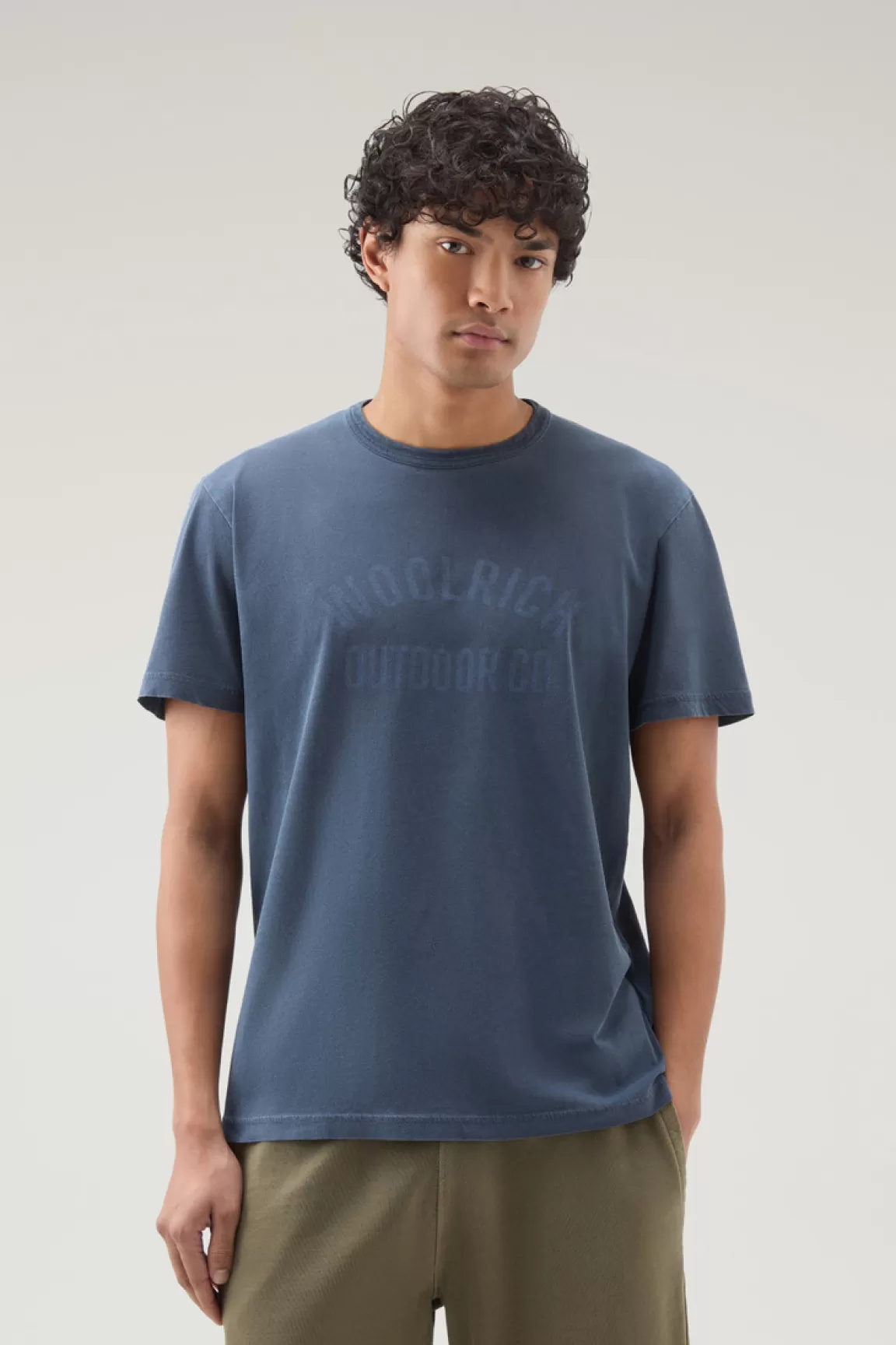 Uomo Woolrich T-shirt>T-shirt Tinta In Capo In Puro Cotone Con Stampa